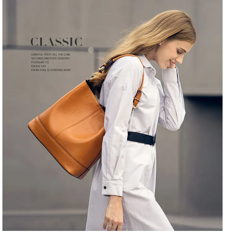 

IMOK Brand Real Leather Handbags Ladies Genuine Leather Tote Hand Bags Female Designer Shopper Shoulder Bags For Women NCBR