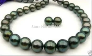 

Wholesale shipping Exquisite 10-11mm Tahitian black AAA pearl necklace 18 inch earring 14k (A0423)