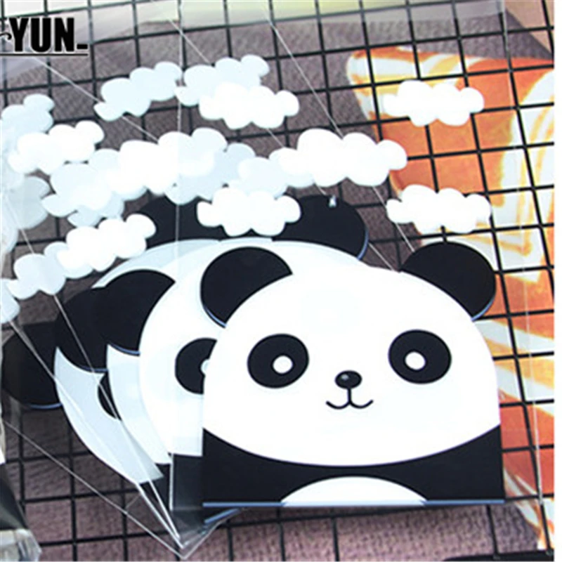 

50pc/lot 10*18cm Stay Cute Rolling Panda Can Stand Transparent Gift Bag Candy Biscuit Bag Self-adhesive Bag 8D