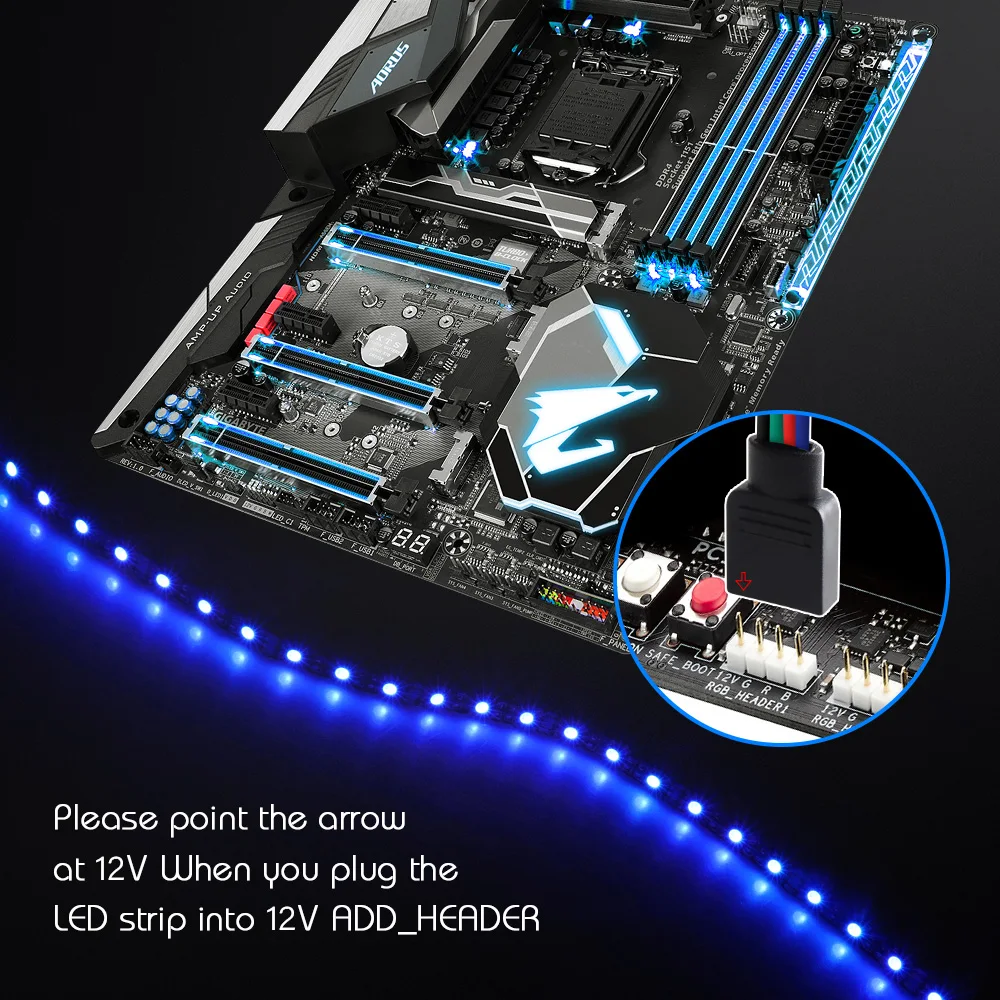 12 В RGB 4pin PC материнская плата Светодиодная лента светильник 5050 RGB для ПК чехол для компьютера декор, RGB материнская плата панель управления Изменение цвета