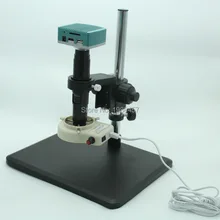 1080P 60fps HDMI USB Industrial Microscope Camera SD Card Storage Mouse Action+Fine Adjustment Bracket+10X-200X C-Mount Lens+LED