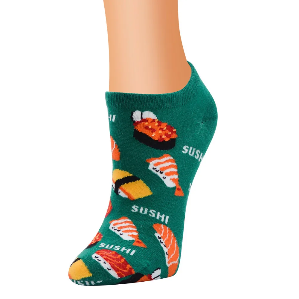 Женские носки без пятки женские милые горизонтальные Разноцветные носки с рисунками животных женские популярные короткие носки#30 - Цвет: Зеленый