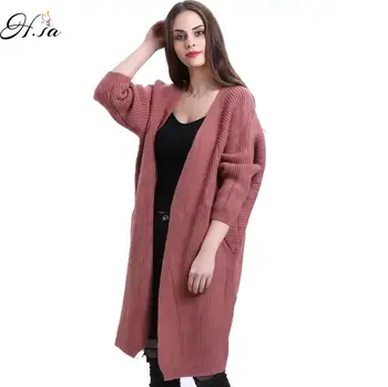

H.SA 2017 Women Spring Autumn Cardigans Batwing Sleeve Casual Beige Sweater Knitted Jumper Cardigans Oversized Cardigan
