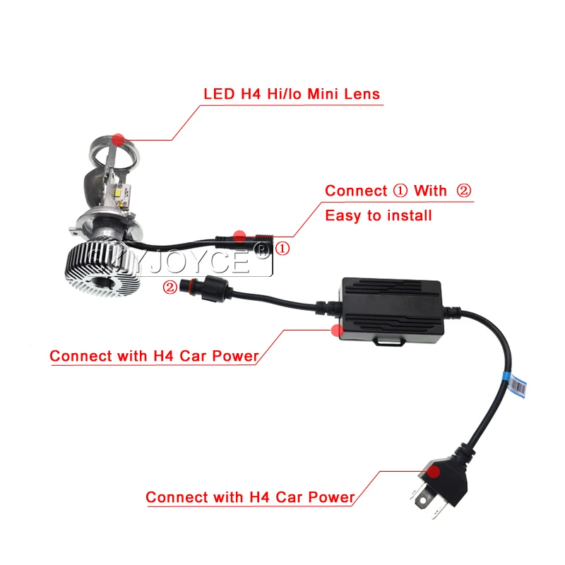 SKYJOYCE H4 LED Mini Projector Lens Car LED Headlight H4 Hilo Beam Bulb 35W 5500K White 8000LM 12V LHD RHD LED Bulb Car Styling (16)