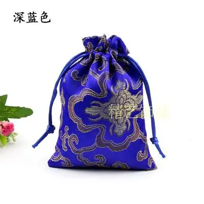 Счастливый Цветочный Маленькая Конфета Подарочная сумка для рождественской свадьбы любимые пакеты китайская шелковая парча мешок для чая 50 шт/партия - Цвет: Синий