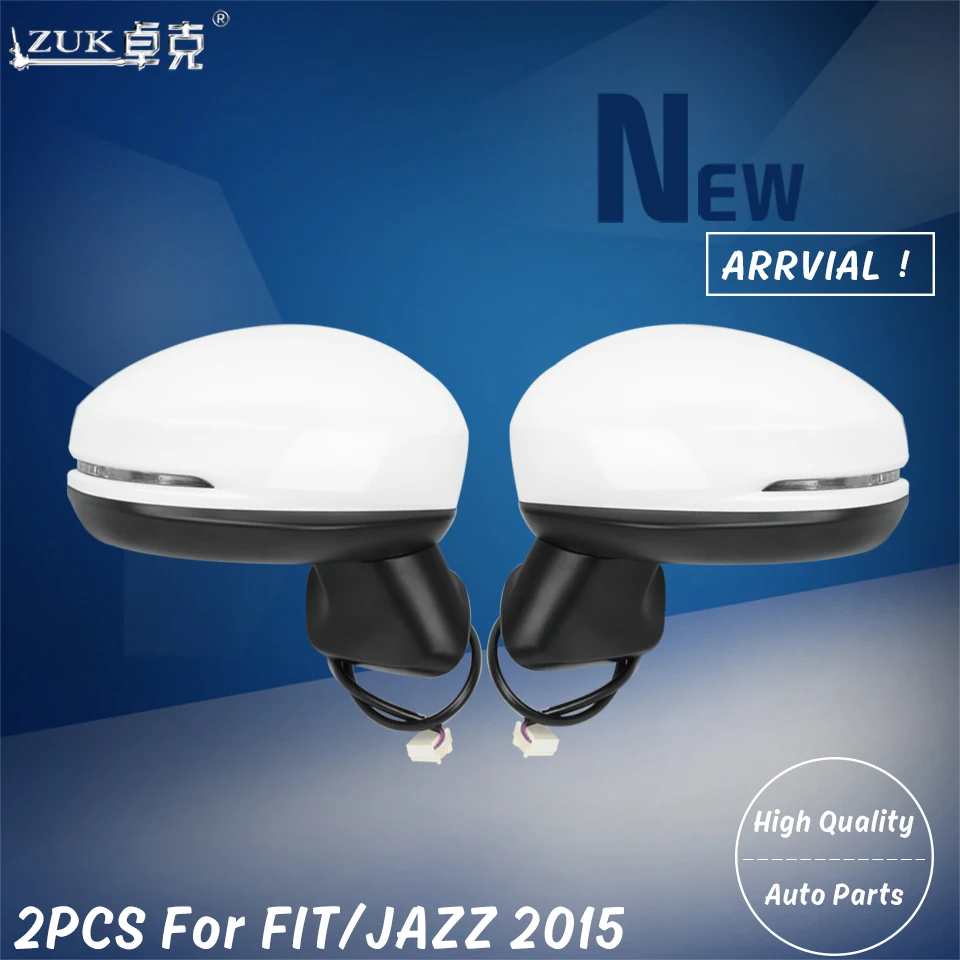 

ZUK Pair Outer Rearview Mirror Side Rear View Mirror For HONDA FIT JAZZ GK5 2015 2016 2017 5-PINS LED Light 7-PINS Auto Folding