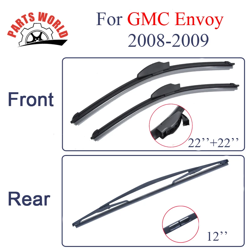KIT Rubber Front And Rear Wiper Blade For GMC Envoy 2008 2009