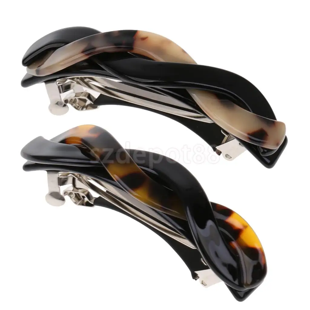 2Pcs Japanese Twist Spring Hair Clip Barrette Hairpin Clamp Ponytail Holder