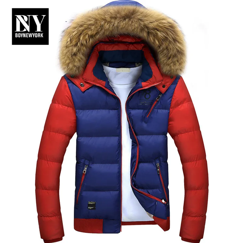 BNY Winter New Style Warm Men's Jacket Parka Thick Warm Fur Collar Long