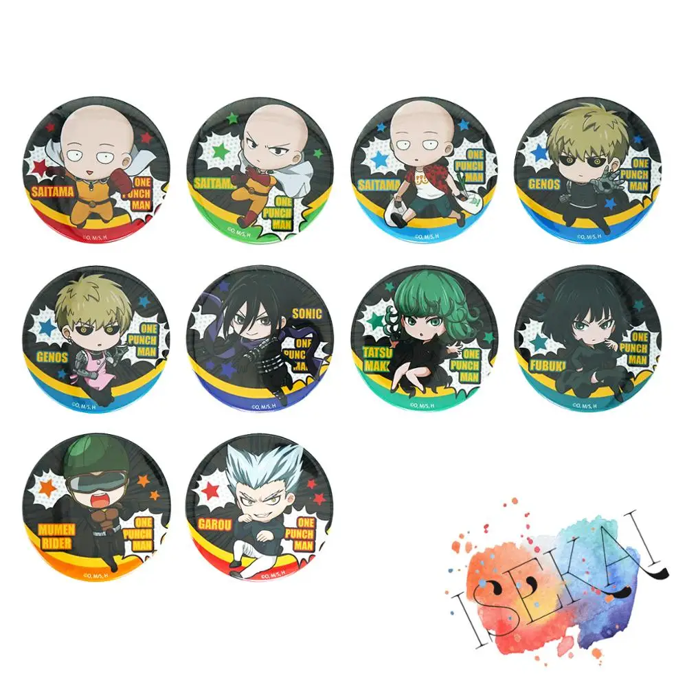 

One-Punch Man Anime Badge Saitama Genos Jenosu Sonic Tatsumaki Fubuki Garou Metal Badge Brooch Pins
