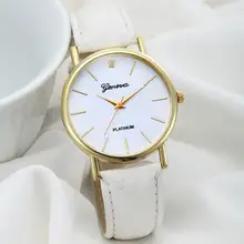 Reloj de pulsera para mujer de cuarzo Geneva analógico con correa de cuero con esfera de diseño moderno y lujoso de 2018, Relojes de Cuero vintage para mujer