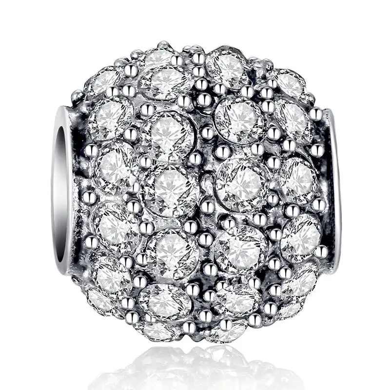

New TOP Quality Silver Charm Beads with Full Crystal Fit Original WST Bracelet Pendants For Women Jewelry SDP5280