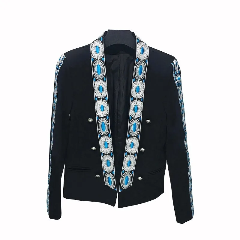 

Embroidery Man's Suit 2019 Autumn Hairstyle Division Handsome Small Suit Man Filming Performance Photography slim fit Coat