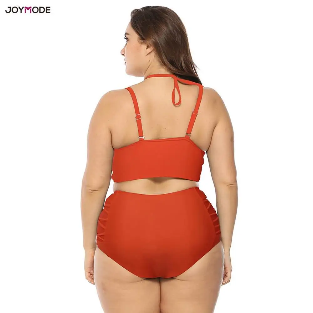 JOYMODE 4XL пляжная одежда большого размера из двух частей Сетчатое бикини с лямкой на