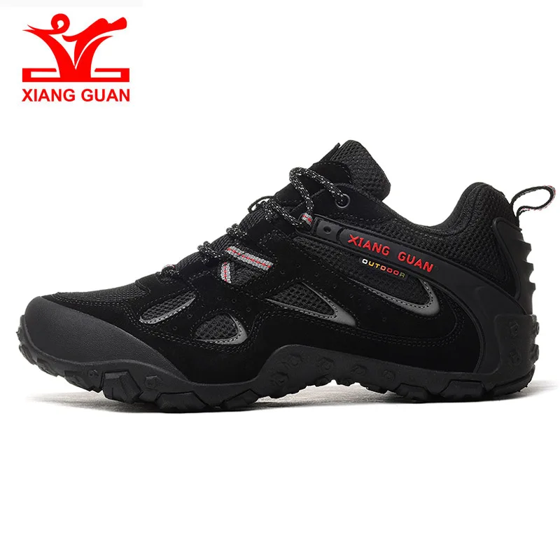 XIANG GUAN Мужская походная обувь для спорта на открытом воздухе походная обувь унисекс тактическая походная обувь дышащая сетка 39-45 - Цвет: 87233 black