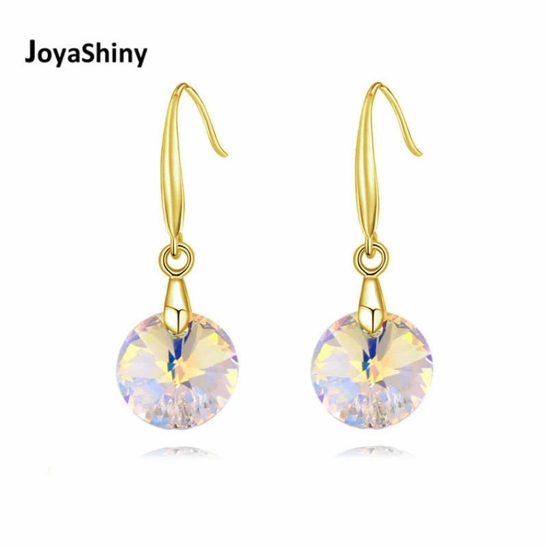 

Joyashiny Simple Round Crystal Drop Earrings Made with Swarovski ELEMENTS For Women Gold/Silver Color Jewelry Best Friends Gift