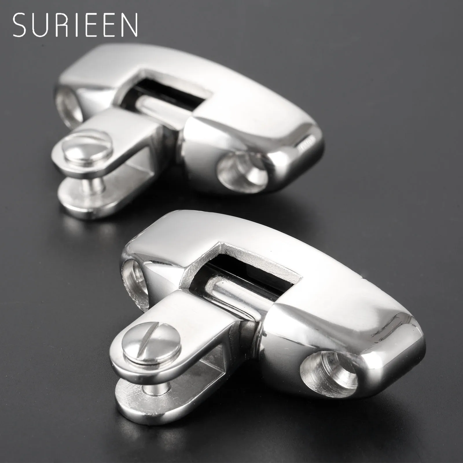 SURIEEN 2pcs 316 Stainless Steel Marine Swivel Deck Hinges With Rubber Pad Bimini Top Fitting For Fishing Boat Canoe Accessories