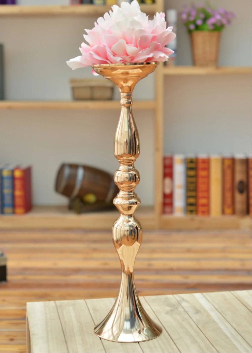 IMUWEN Gold Candle Holders 50cm Metal Candlestick Flower Vase Table