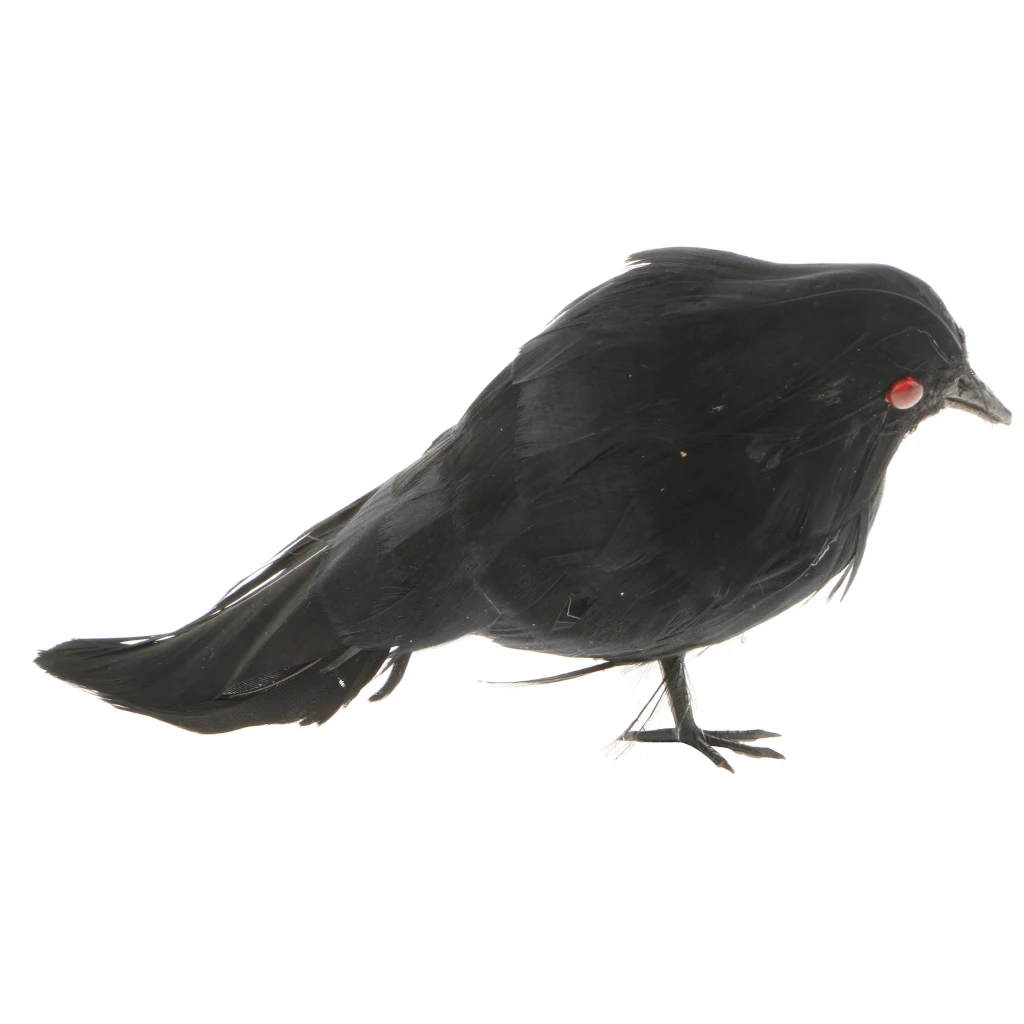 MagiDeal Creative Fake Black Feathered Foam Crows Birds Ravens Halloween Decor Props Craft Garden Yard Decor Ornament 