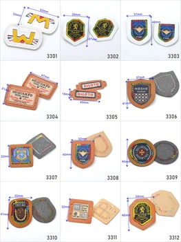 

DIY 25pcs PU leather badges sew on label patch fabric woven design jeans denim fashion sportswear free shipping PLB-033