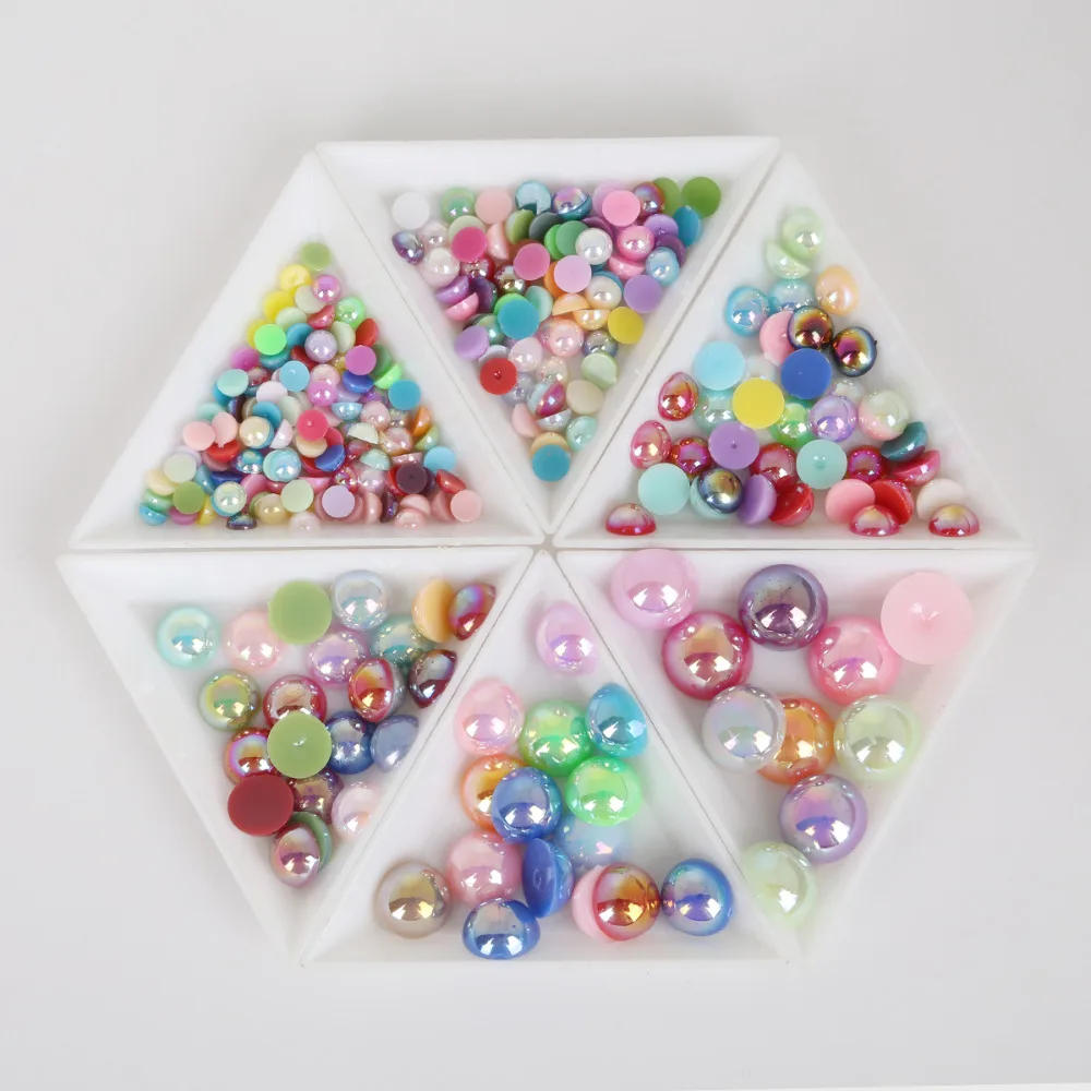 Mixed Color 3 14mm Imitation Pearl Round Half Beads Wholesale Beads For