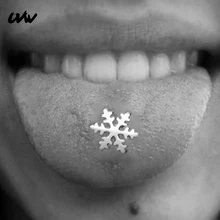 UVW076 1 шт. 316l модные хирургические стальные серебряные снежные цветы кольца штанги для языка, пирсинг, ювелирные изделия для тела для женщин и мужчин в стиле панк