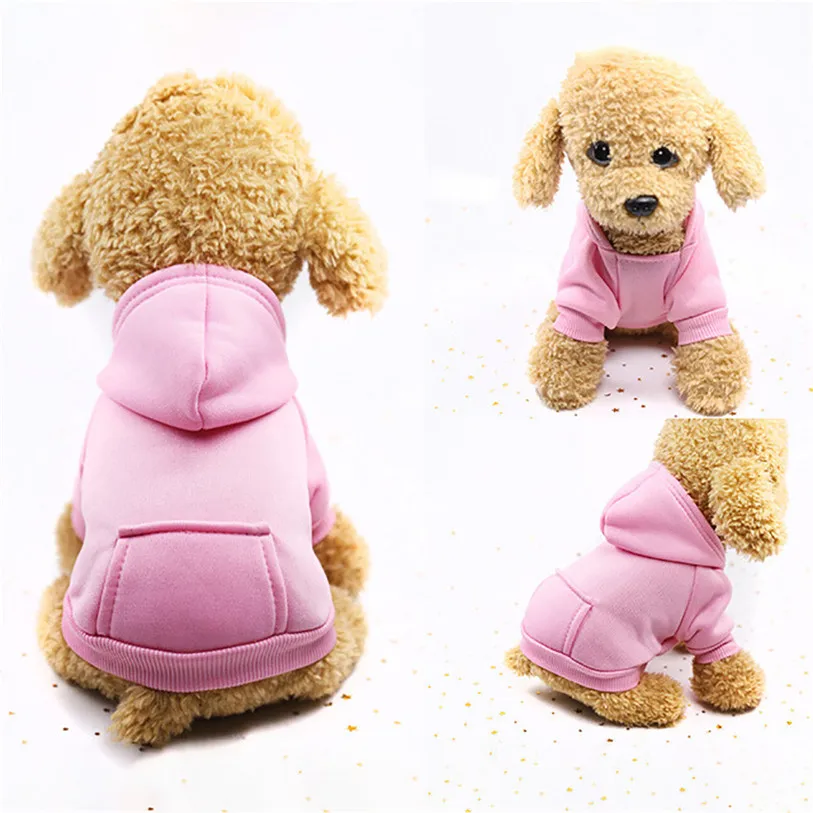Winter Dog Coats Cotton Fleece Soft Wear Jackets With Cap And Pocket Chihuahua Pets Coats Clothes Solid Pets Supplies #F#40NV2 (13)