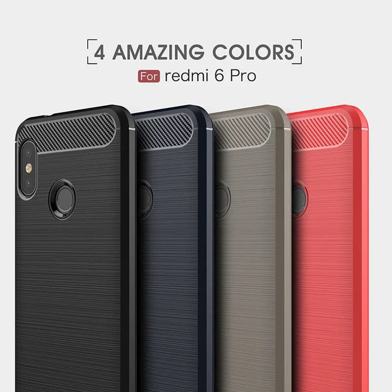 

1Pcs Luxury Mobile Phone Cases for XIAOMI Redmi 6Pro Silicone Drop Protection Gel carbon fiber Soft Shell