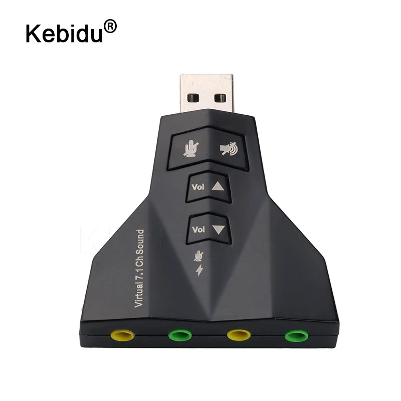 

kebidu External Virtual 7.1 USB 3D Sound Audio Card Adapter Channel converter Laptop PC for Macbook Two MIC / headset