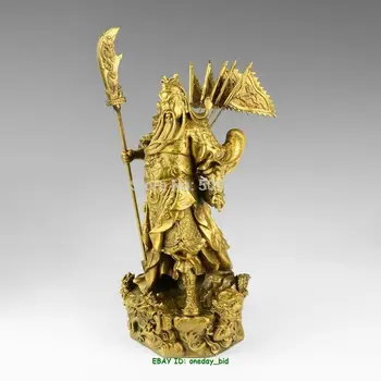 

Chinese bronze brass Nine Dragon Warrior Guan Gong/ Yu Statue Figure10"H Yellow