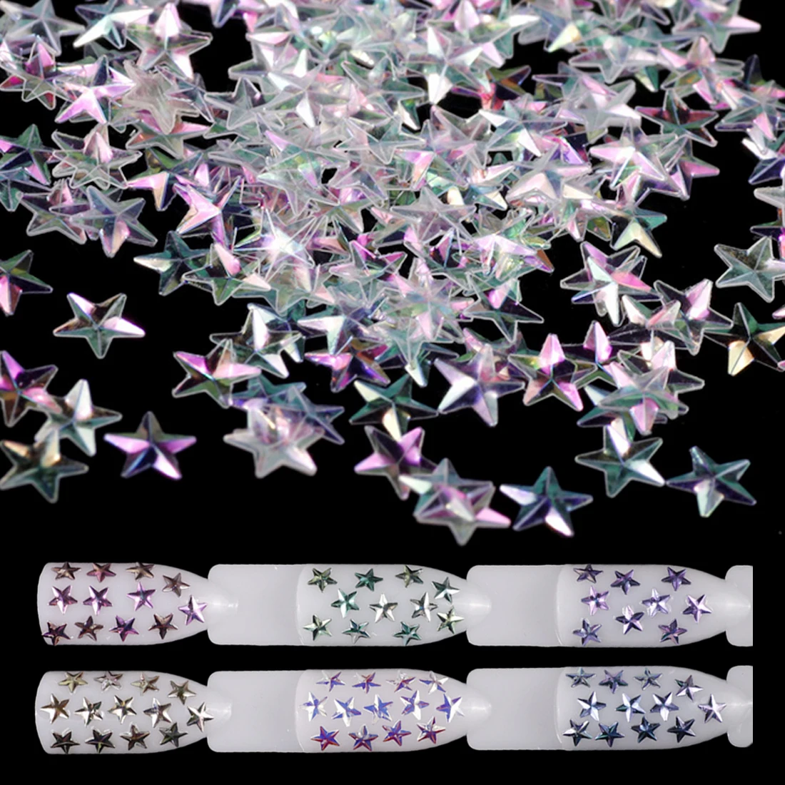 12 цветов DIY Прозрачный 3D Блестящий гвоздь декор с пайетками красочный рефлекс переливающийся розовый блеск для ногтей 1 г Лазерная Звезда хлопья для ногтей