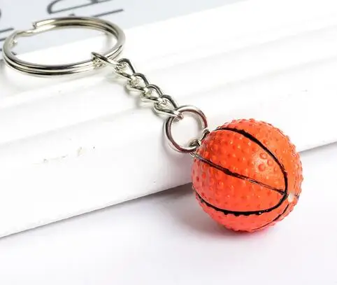 

10pcs/lot unisex golf basketball keychain plastic ball key ring candy color ball keychain