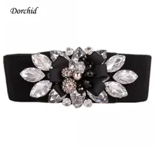 Dorchid Women’s 2016 Floral Crystal Belts 2016 Retro Wide Cummerbunds Stretch Belts White Waistbund Designer Belts High Quality