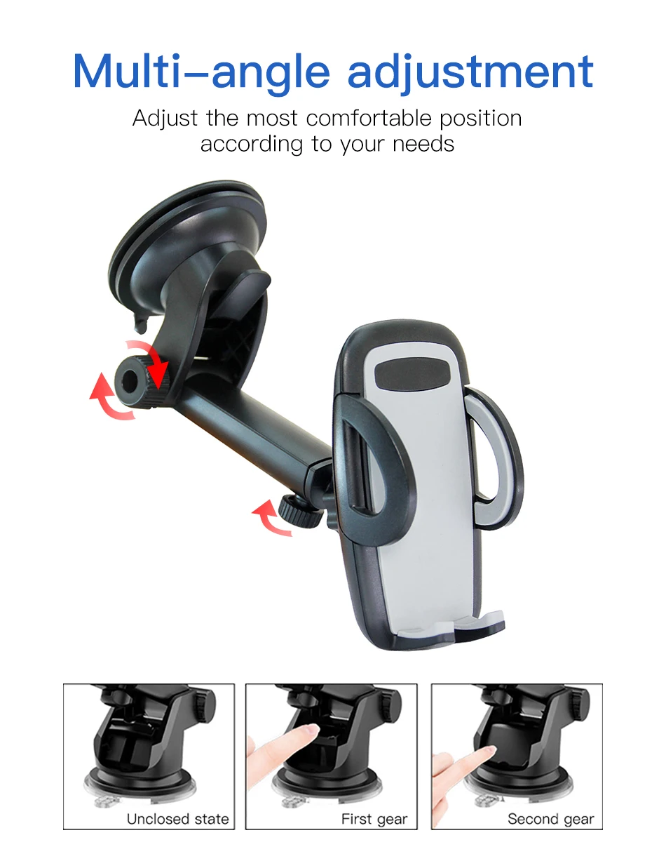 !ACCEZZ Adjustable Car Phone Holder Support Bracket Universal 4.0-6.0 inch Phone 360 Degree Rotating Glass Center Control Stand (7)