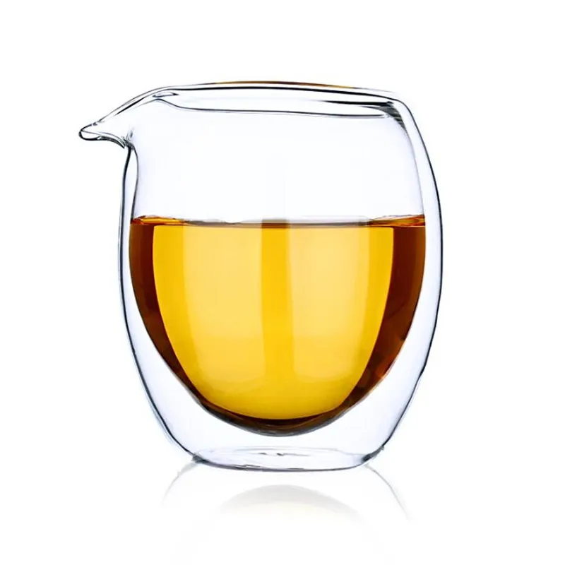 

150/200ml Heat-Resisting Clear Double Wall Layer Glass Tea Pitcher Gongdao Tea Cup Cha hai fair water cup