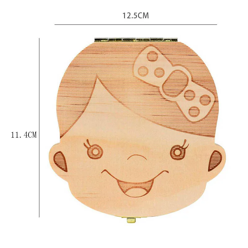 Spanish English Russian Baby Wood Tooth Box Organizer Milk Teeth Storage Collect Teeth UmbilicaSave Cord Lanugo Gift caja madera