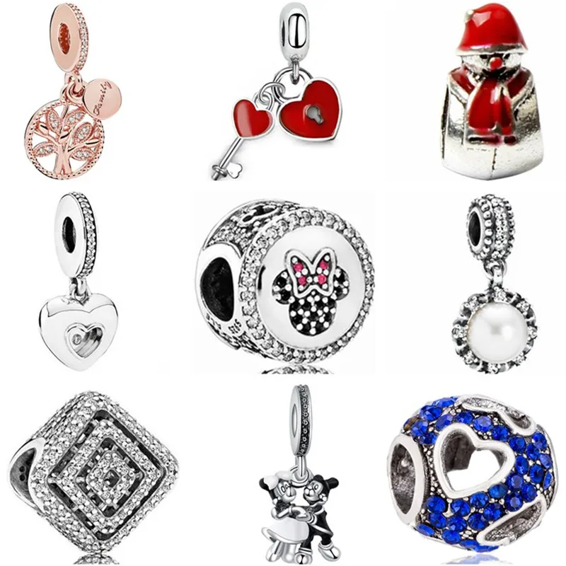 

Simple Style Crystal Tree Key Frog Butterfly Snowman Simulated Pearl Mickey Bead Fit Pandora Charms for Women DIY Jewelry