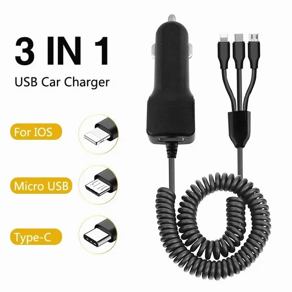 EMIUP USB للهاتف المحمول سيارة شاحن آيفون X 7 XS ماكس سيارة-شاحن المصغّر usb نوع C تهمة لسامسونج Xiaomi هواوي 3 في 1