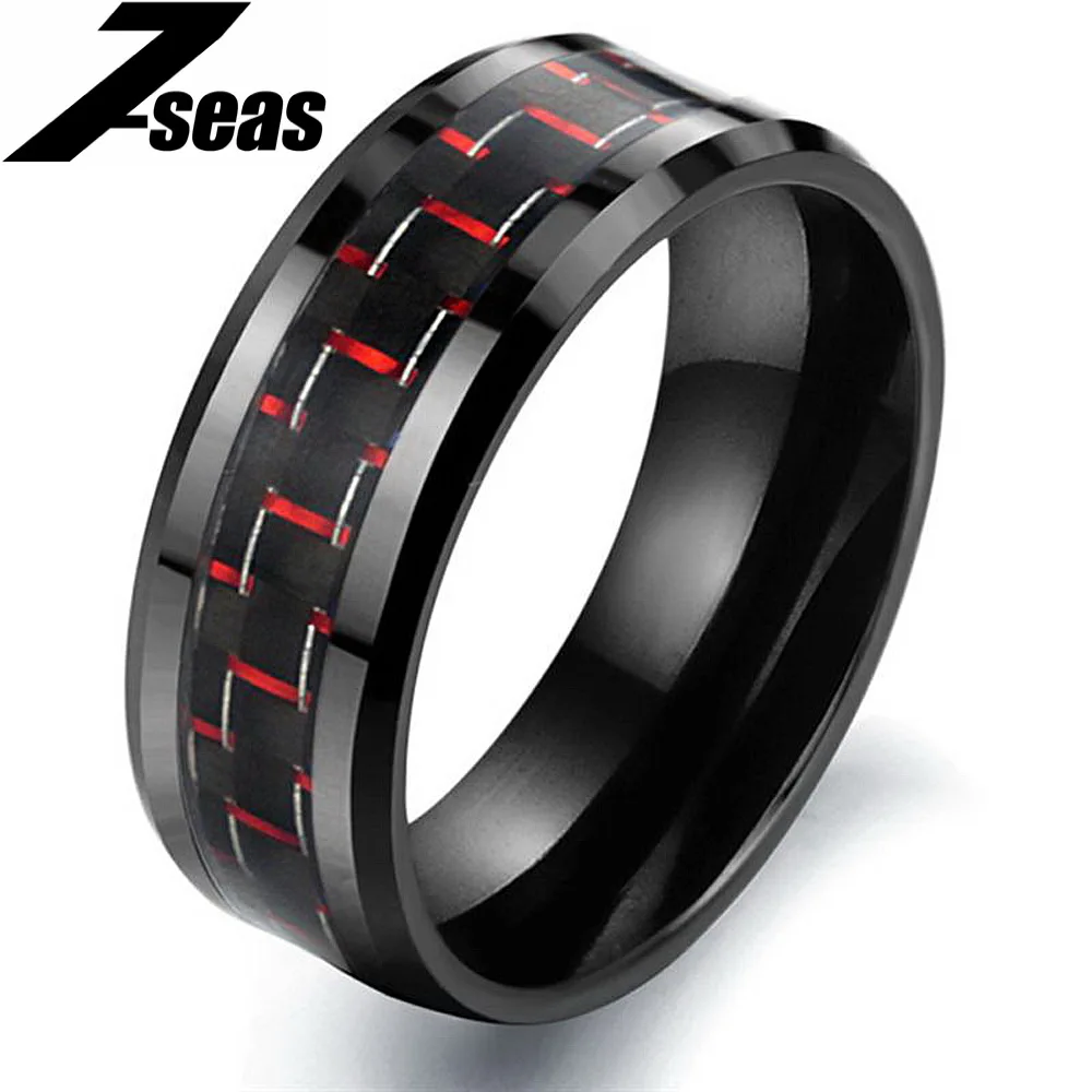 Korean new fashion gift carbon fiber ceramic ring 8mm wide ceramic