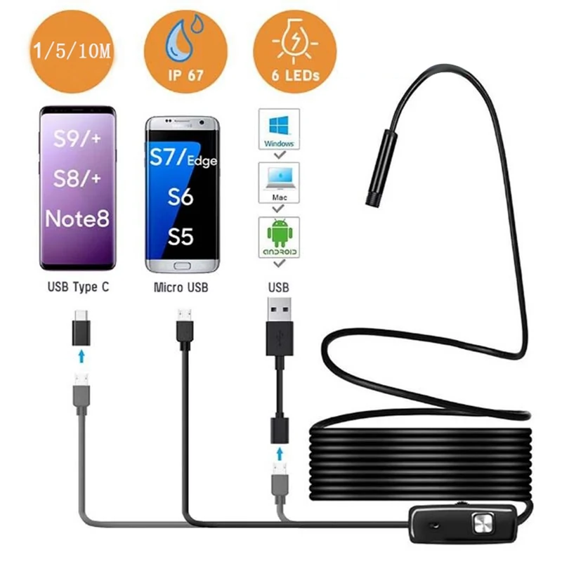 VicTsing 1510m 3-in-1 Android Type-C USB Endoscope Camera Wifi Borescope 6 LED Snake Camera For Mac OS Windows Car Repair Tool (22)