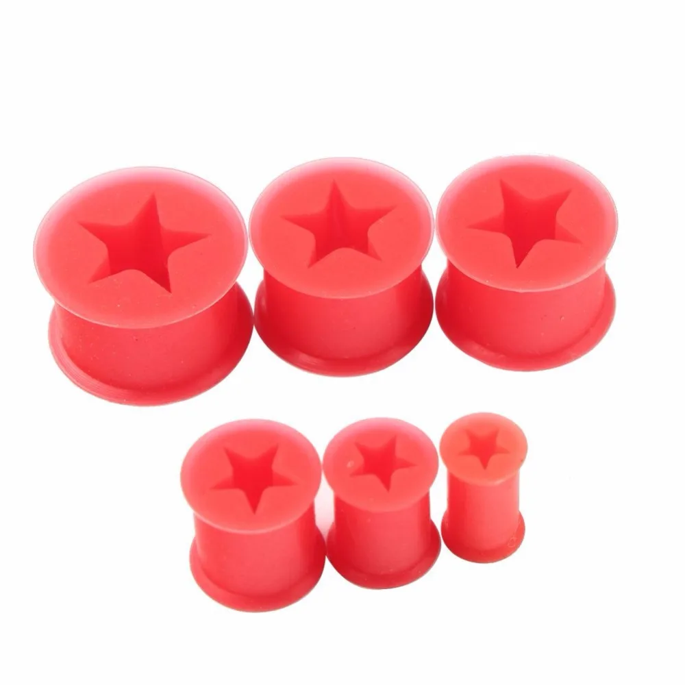 1 pairs Silicone 6 16mm Flared Ear Plug Tunnel Stretcher Flesh Silica