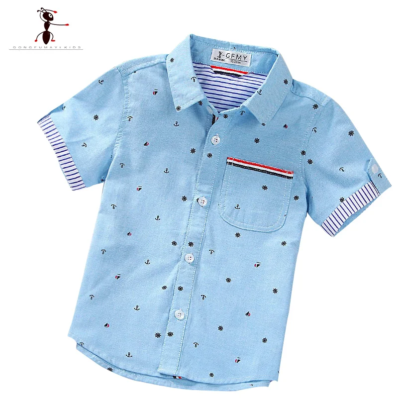 Summer Short Sleeve Boy s font b Shirts b font font b Casual b font Turn