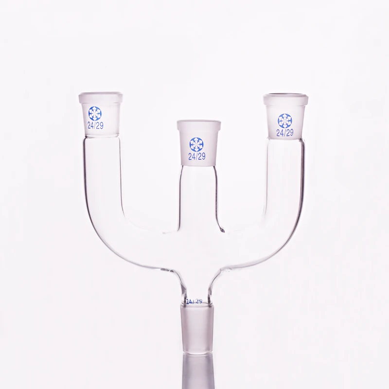 

Three connection pipe,High borosilicate glass three joint pipe,Female 24/29,Male 24/29,Laboratory glassware