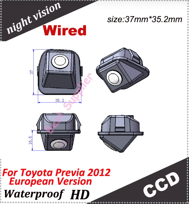 

1090K CCD 1/3" Pixel 728*582 backup camera waterproof 170 degree Car parking Camera for Toyota Previa 2012 European Version