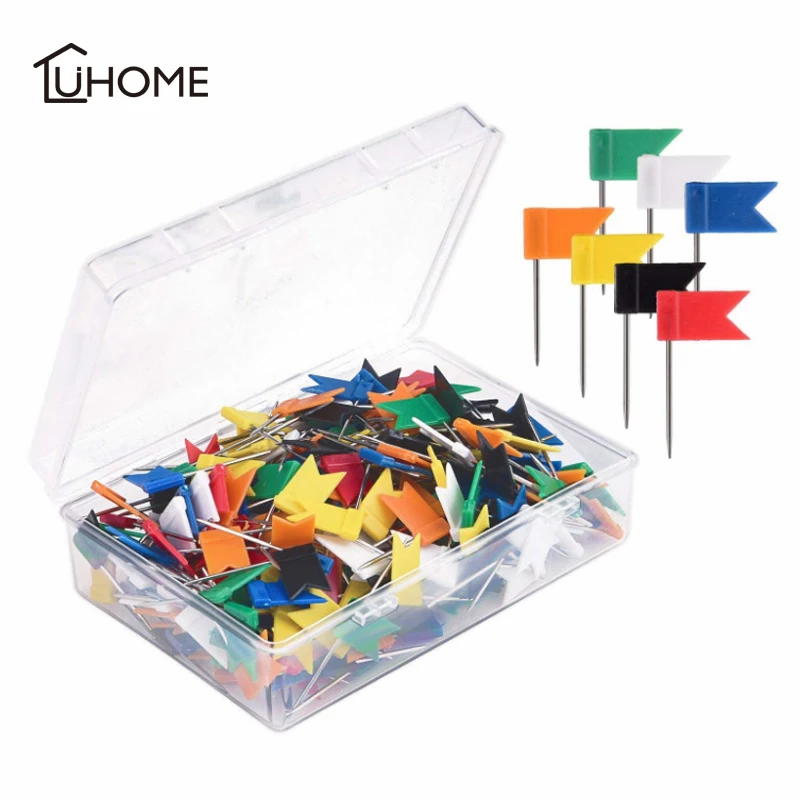 

100Pcs Patchwork Pins Colorful Flag Pin Flat Head Pins Sewing Dressmaking Sewing Tool Needle DIY Craft Accessory Office Pushpin