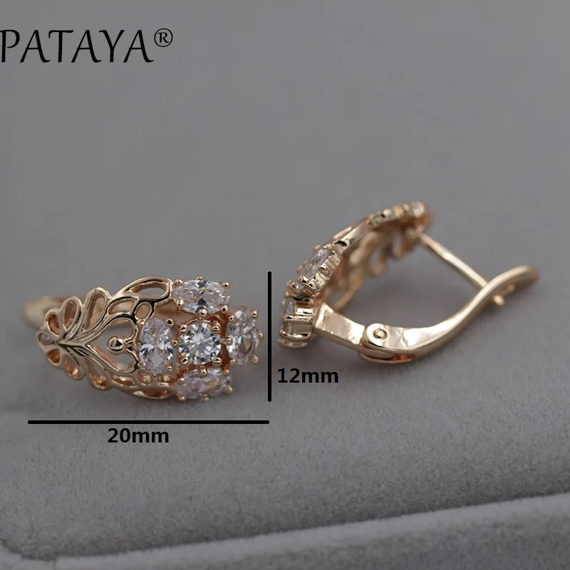 PATAYA, Новое поступление, белые овальные серьги с натуральным цирконием, 585, розовое золото, висячие серьги, женские трендовые Свадебные украшения