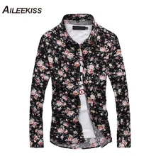 AILEEKISS длинный рукав Slim Fit Мужские модные цветочные рубашки классические высококачественные деловые формальные рубашки с красивыми пуговицами XT767