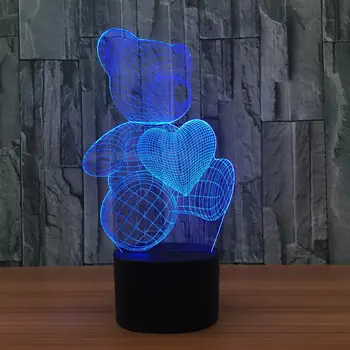 

3D Vision Night Light Little Bear Image Touchment Control Colorful 3D Night Lamp 7 Colors Desk Light