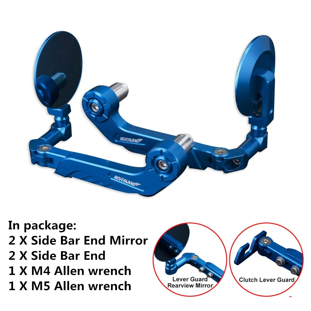 7/" мотоциклетные Регулируемые сцепные рычаги, защита, зеркало заднего вида для Kawasak Suzuki Yamaha D25 - Цвет: MH01B-00-BL