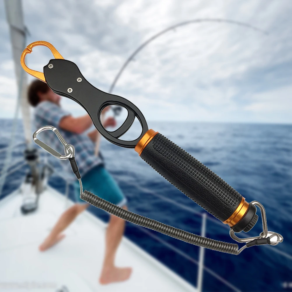 

Fish Catch Pliers Lip Grip Fishing Tool Rope Clip Fish Control Clamp With Scale Anti Slip Aviation Aluminum Holder Tackle Ruler